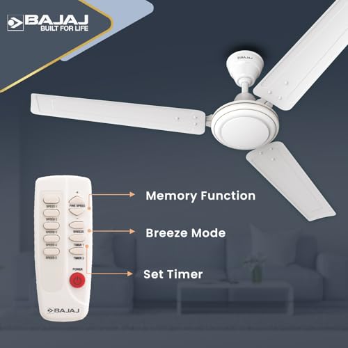 Bajaj Frore Turbo 1200 MM BLDC Ceiling Fan For Home | Remote Control Operated | 5 Star Rated | Energy Saving | Lightweight Ceiling Fan | High Speed | Anti Corrosive Blacdes | 2 Year Warranty 【White】 - Image 6