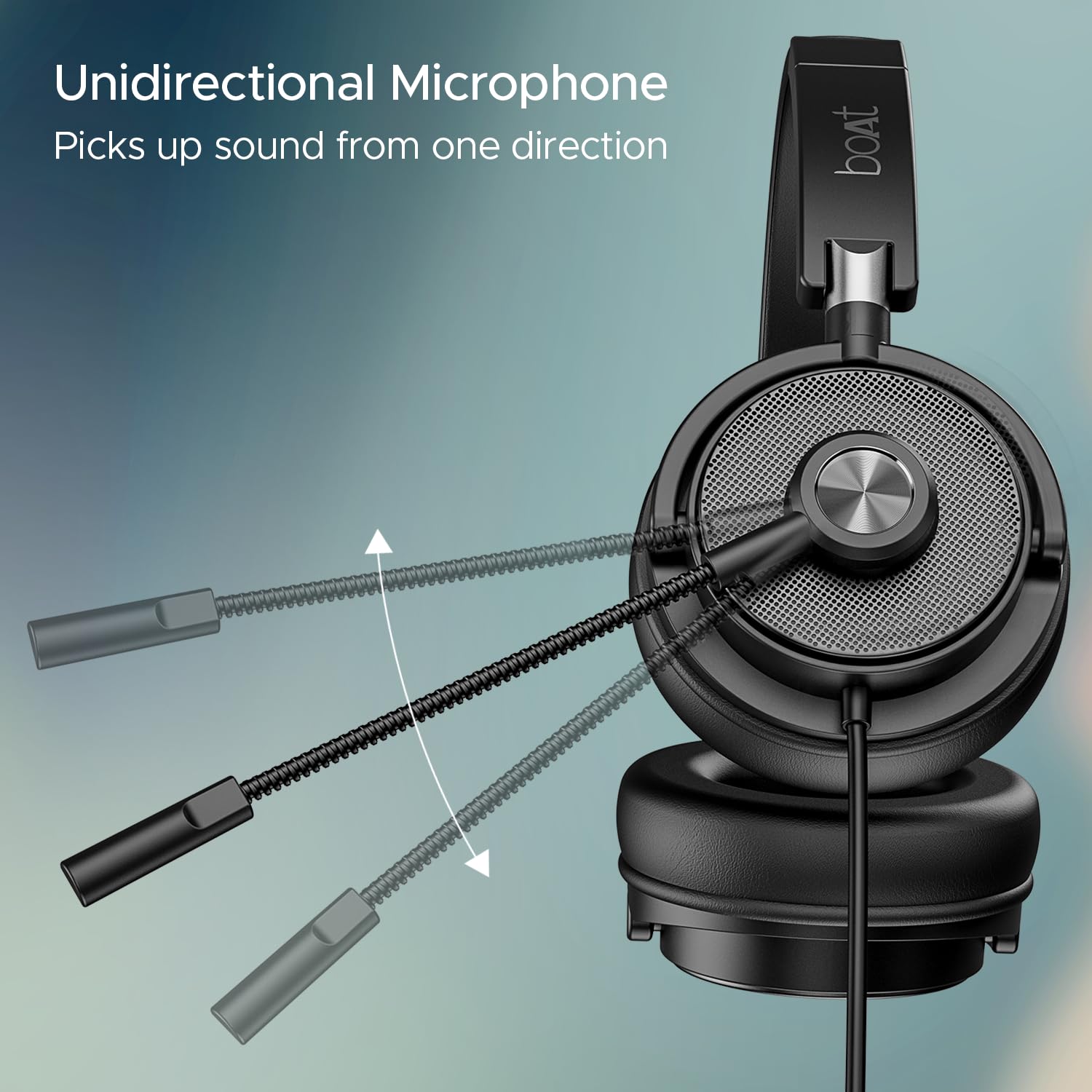 Boat Bassheads 900 Pro Wired Headphones with 40Mm Drivers, Lightweight Foldable Design, Over Ear, Remote Control, Unidirectional Retractable Mic, Adjustable Headband & USB Type-A Compatibility(Black) - Image 5