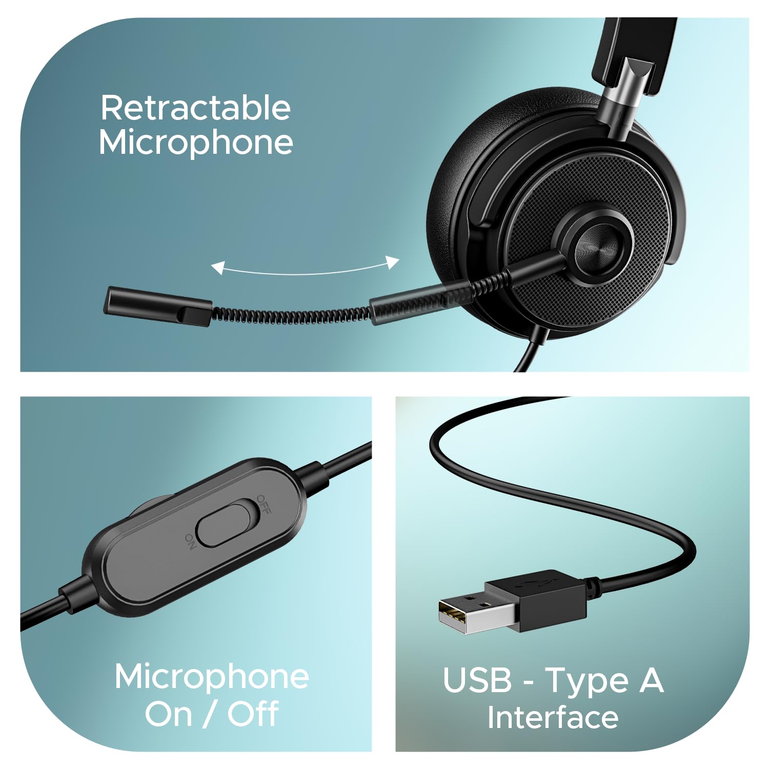 Boat Bassheads 900 Pro Wired Headphones with 40Mm Drivers, Lightweight Foldable Design, Over Ear, Remote Control, Unidirectional Retractable Mic, Adjustable Headband & USB Type-A Compatibility(Black) - Image 6