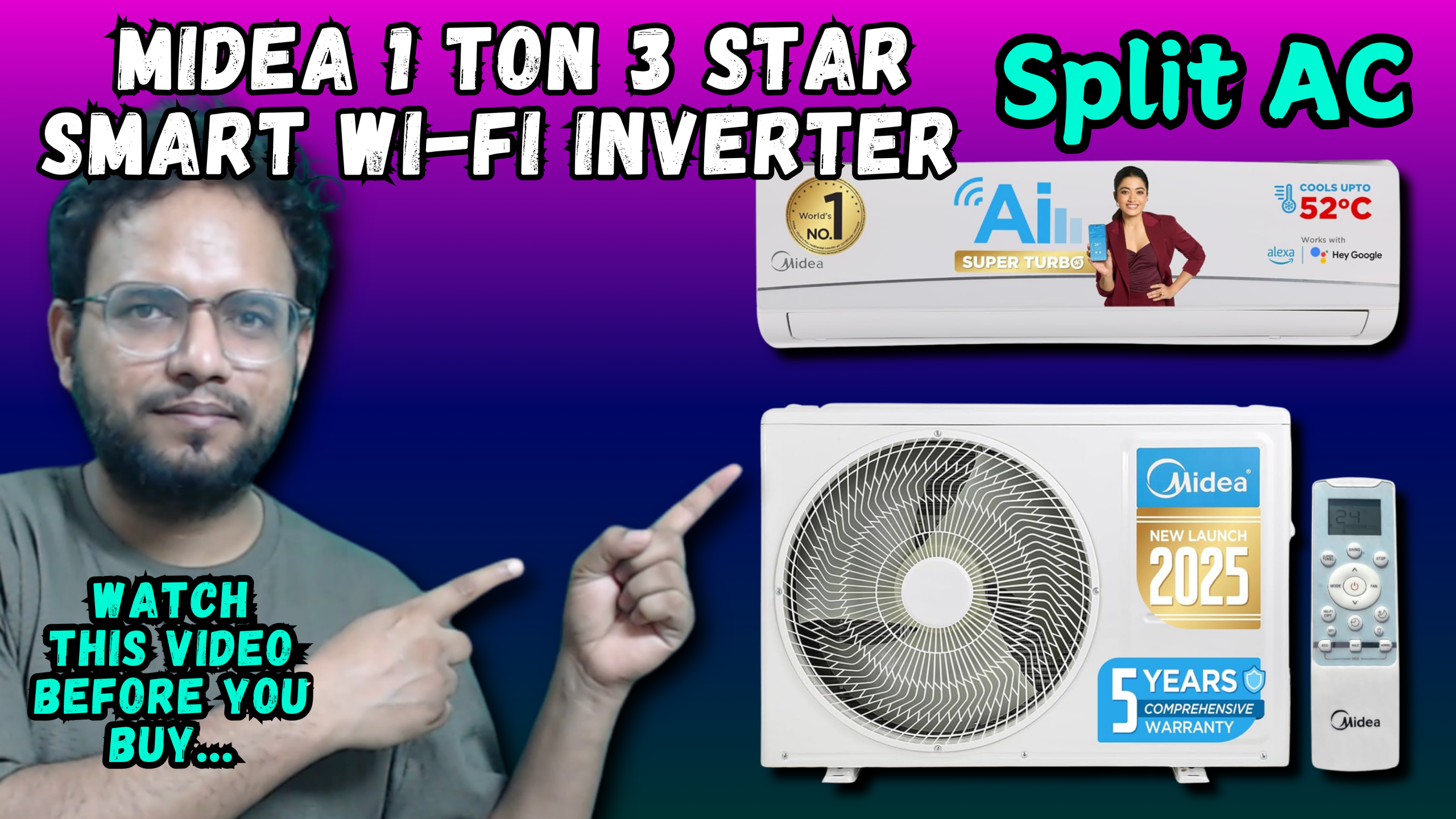 Midea 1 Ton 3 Star Wi-Fi AI Inverter Split AC(Copper, Convertible 6-in-1 with Smart Wi-Fi,Turbo Mode, Auto Clean & HD+PM 2.5 Filter, 2026 Model,Santis Max DLX Wi-Fi - MAI12SD3R36W0, White) - Image 2