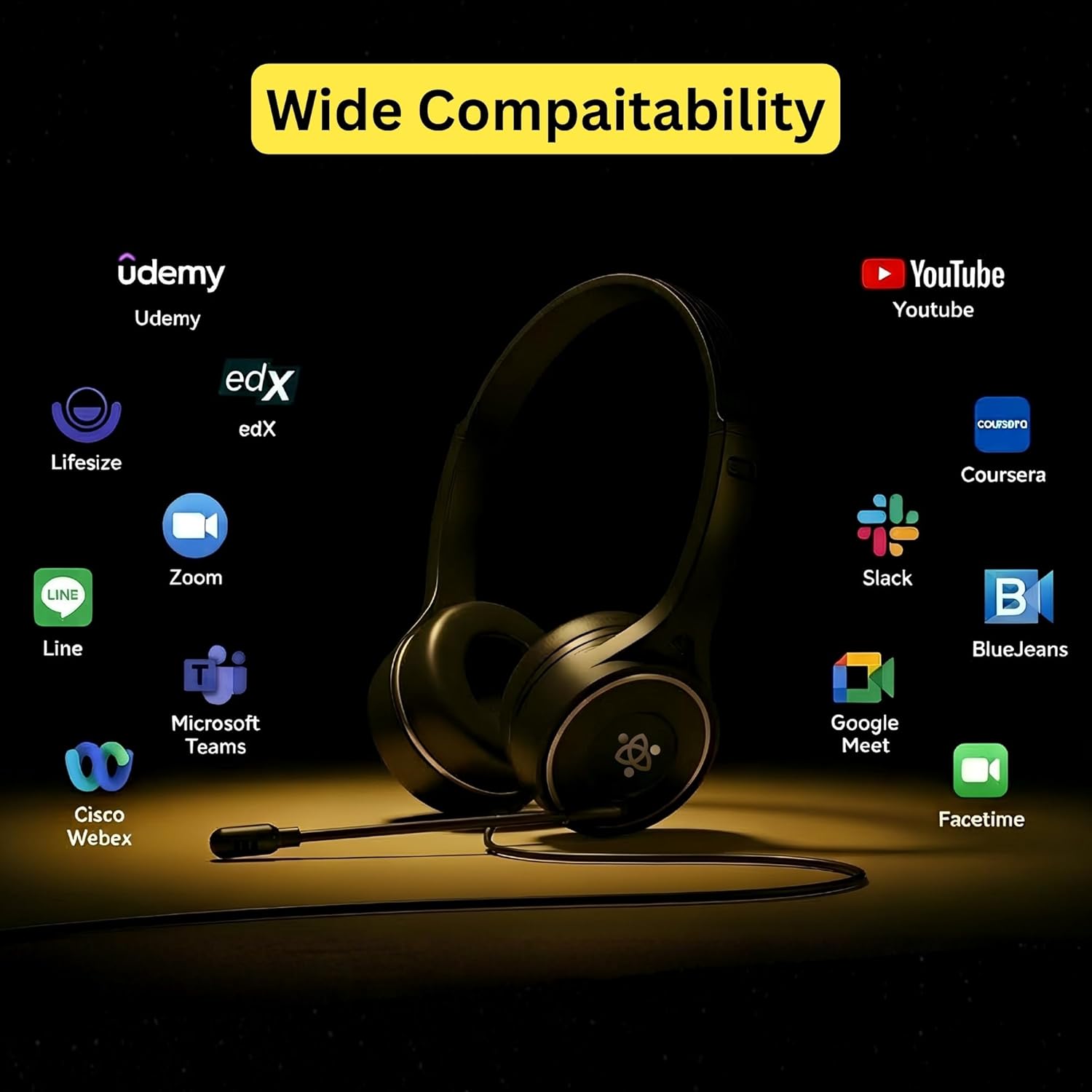 Wired USB Headphone with Noise-Canceling Mic | Ideal for Teams, Zoom Calls & Call Center Use | Compatible with PC & Laptop | Model: Meta_MT30 (Black) - Image 3