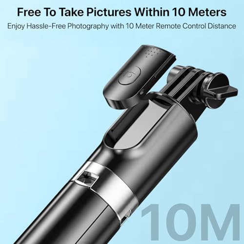 Vaku Luxos® Selfie Stick Tripod Stand with Fill Light & Wireless Remote, 69.6 inch/174CM Extendable Bluetooth Long Selfie Stick Compatible with iPhone & Android, Best for Vlogging, Reels & Travel - Image 7