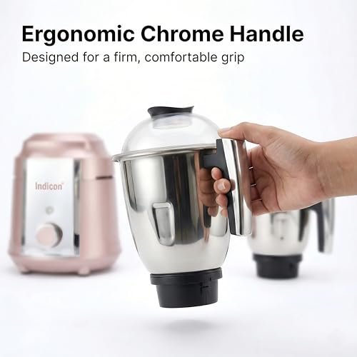 Indicon Turbo 1300W Copper Motor Mixer Grinder with 3 Stainless Steel Jar 3-Speed Control, Heavy Duty for Grinding, Blending & Juicing, (Rose Gold) (Rose Gold) - Image 4