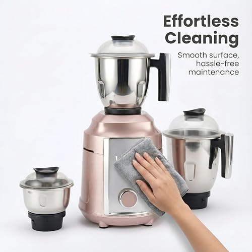 Indicon Turbo 1300W Copper Motor Mixer Grinder with 3 Stainless Steel Jar 3-Speed Control, Heavy Duty for Grinding, Blending & Juicing, (Rose Gold) (Rose Gold) - Image 7