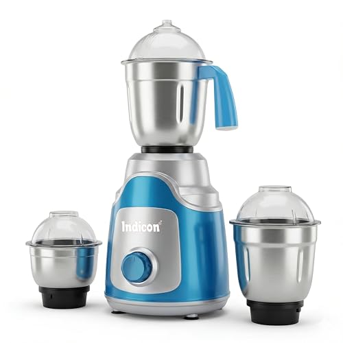 Indicon Exter 1000 Watt Mixer Grinder with 3 Jars, Blue and Silver, 1 HP Motor