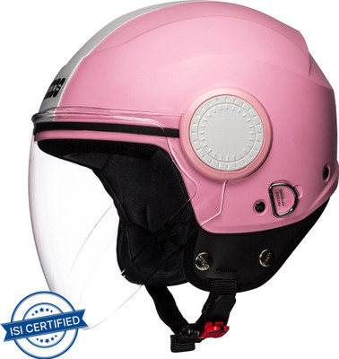 STUDDS URBAN OPEN FACE PINK- M Motorsports Helmet(Pink White Strip) - Image 2