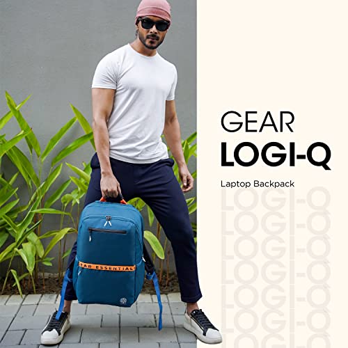 Gear LOGI-Q 27L Medium Water Resistant 5 Compartment Laptop Backpack/Backpack/Office Bag with Trolley Sleeve for Men/Women (Teal-Yellow) - Image 3