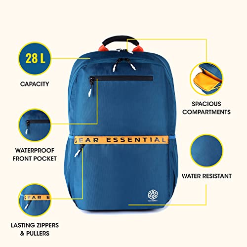 Gear LOGI-Q 27L Medium Water Resistant 5 Compartment Laptop Backpack/Backpack/Office Bag with Trolley Sleeve for Men/Women (Teal-Yellow) - Image 4