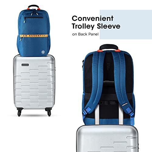 Gear LOGI-Q 27L Medium Water Resistant 5 Compartment Laptop Backpack/Backpack/Office Bag with Trolley Sleeve for Men/Women (Teal-Yellow) - Image 7