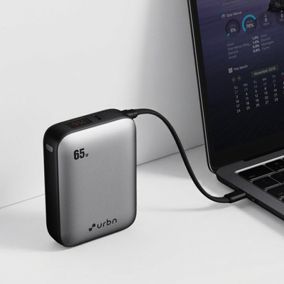 URBN 20000 mAh 65 W Nano Pocket Size Power Bank(Silver, Lithium, Fast Charging for Mobile, Earbuds) - Image 2