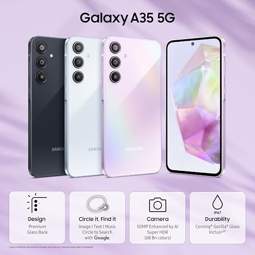 Samsung Galaxy A35 5G (Awesome Navy, 8GB RAM, 128GB Storage) | Premium Glass Back | 50 MP Main Camera (OIS) | Nightography | IP67 | Corning Gorilla Glass Victus+ | sAMOLED with Vision Booster - Image 3