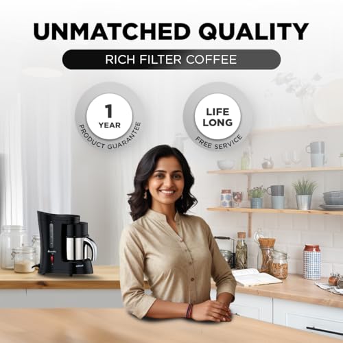 Preethi Cafe Zest Drip Coffee Maker| 450W Coffee Machine for Home | 500ml Capacity | Black (CM 210) - Image 7