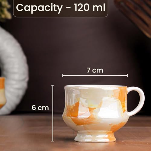 The Earth Store Handcrafted Ceramic Flicker Zest Microwave Safe Chai/Tea Cups Serving Tea Cups Set of 6 Ideal for Friends, Anniversary, Birthday - Image 3