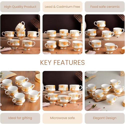The Earth Store Handcrafted Ceramic Flicker Zest Microwave Safe Chai/Tea Cups Serving Tea Cups Set of 6 Ideal for Friends, Anniversary, Birthday - Image 4