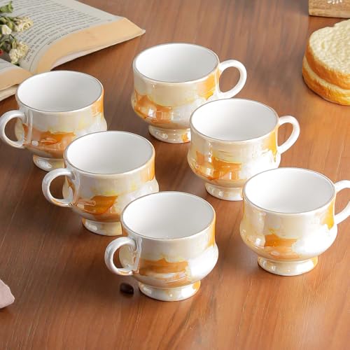 The Earth Store Handcrafted Ceramic Flicker Zest Microwave Safe Chai/Tea Cups Serving Tea Cups Set of 6 Ideal for Friends, Anniversary, Birthday - Image 6