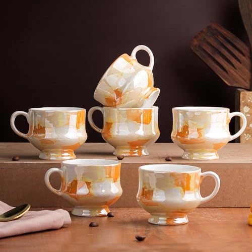 The Earth Store Handcrafted Ceramic Flicker Zest Microwave Safe Chai/Tea Cups Serving Tea Cups Set of 6 Ideal for Friends, Anniversary, Birthday - Image 7