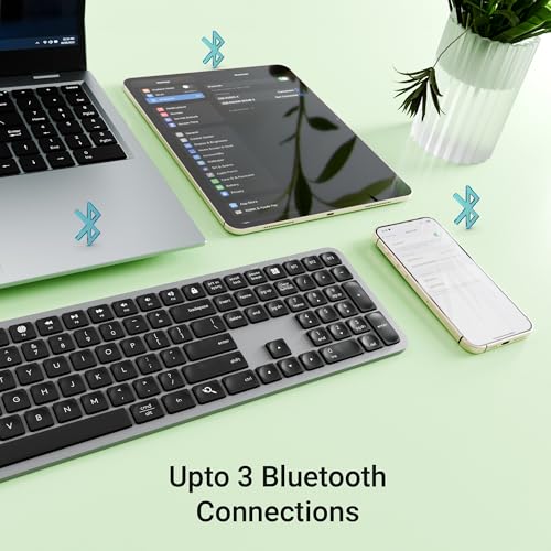 ZEBRONICS K5002MW Slim Wireless Keyboard with in-Built Battery, Copilot AI Key, Windows | Mac | iOS | Android, Scissor Switch, 3 Bluetooth + 2.4Ghz, 109 Keys, 13 Multimedia Keys, Type C Charging - Image 4