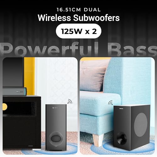 ZEBRONICS Juke bar 9550 pro 5.2 Soundbar (625 Watts), Dolby Audio, Dual Wireless Subwoofer & Wired Satellite, BT v5.3, HDMI ARC, Optical, Powerful Bass, RGB LED Lights, Wall Mountable, Silver - Image 4