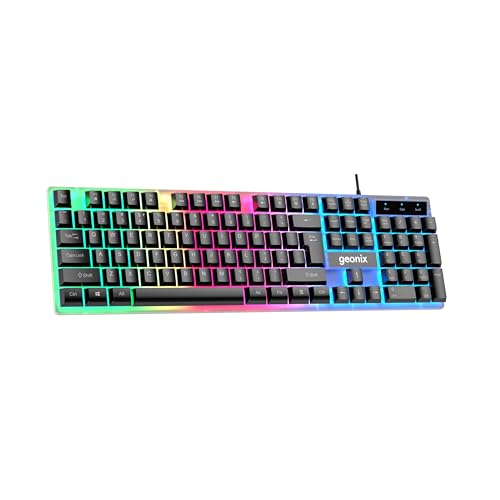 Geonix Cruiser K5, Wired Gaming Keyboard, 104 Keys, 1.5m Cable, 12 Multimedia Keys, USB Interface, RGB Colour, Plug and Play