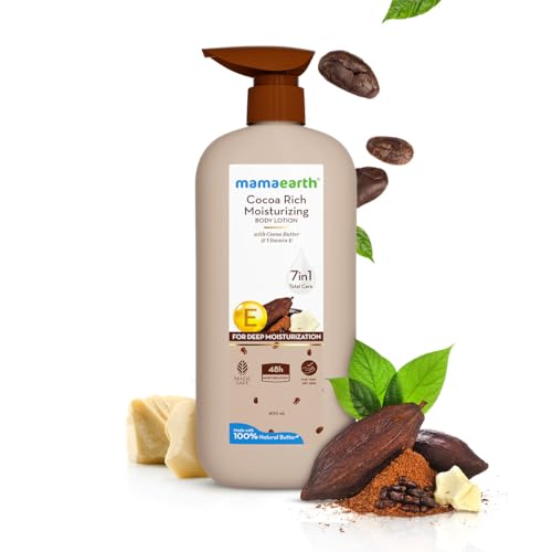 Mamaearth Cocoa Rich Moisturizing Body Lotion with Cocoa Butter & VitaminE for Deep 48H Moisturization 400ml For Very Dry Skin | 7in1 Total Care Benefits | 100% Natural Butter | Non-Greasy Smooth Skin - Image 3