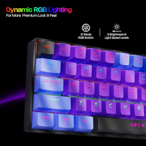 Archer Tech Lab Wired Mechanical Gaming Keyboard| 60% Compact, 63 Keys+ 26 Anti-Ghosting, Blue Switches Tactile Feedback, 17 RGB Effects, 50 Million Clicks for Laptop Mac PS4 PS5 Xbox (Astra M400) - Image 4