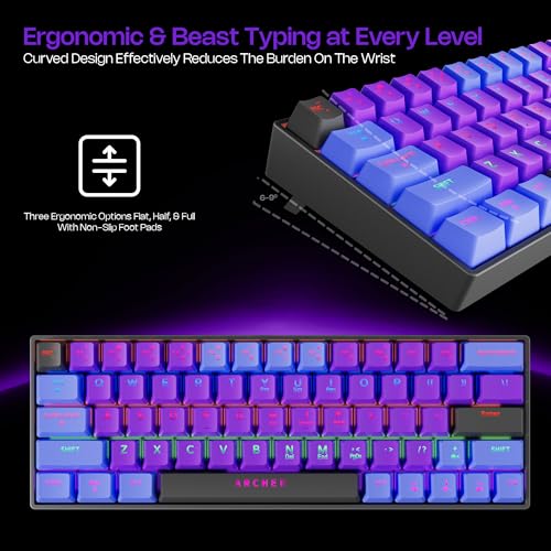 Archer Tech Lab Wired Mechanical Gaming Keyboard| 60% Compact, 63 Keys+ 26 Anti-Ghosting, Blue Switches Tactile Feedback, 17 RGB Effects, 50 Million Clicks for Laptop Mac PS4 PS5 Xbox (Astra M400) - Image 5