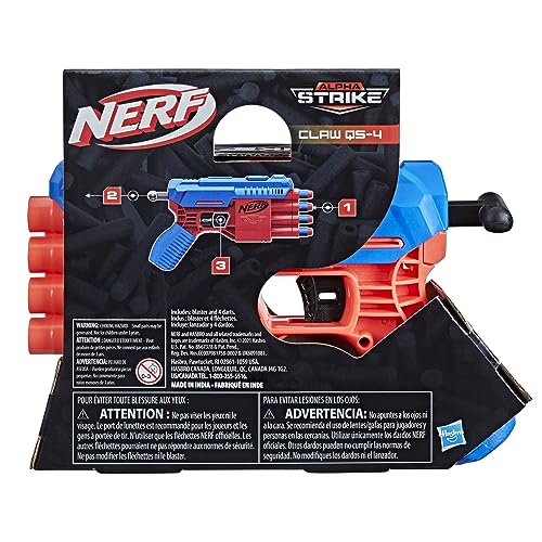 Nerf Alpha Strike Claw Qs-4 Blaster 4 Official Nerf Elite Foam Darts,Multicolor - Image 5