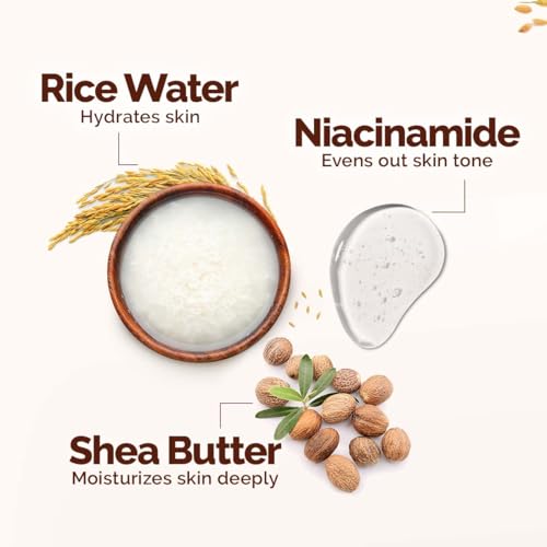 Mamaearth Rice Water Hydrating Body Lotion with Rice Water & Niacinamide for Dewy Glass Skin | 48 Hrs Moisturizating & Nourishing | For Dry Skin | 7 in1 Total Care | 100% Natural Butter | Non Greasy Smooth Skin | 400 ml - Image 6