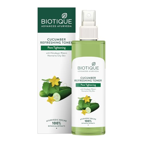 Biotique Cucumber Pore Tightening Toner| Ayurvedic and Organically Pure| Maintains Skin’s Natural pH |100% Botanical Extracts| Suitable for Normal & Oily Skin Types| 200ml