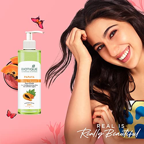 Biotique Papaya Deep Cleanse Face Wash | Gentle Exfoliation | Visibly Glowing Skin | 100% Botanical Extracts| Suitable for All Skin Types | 200ml - Image 3