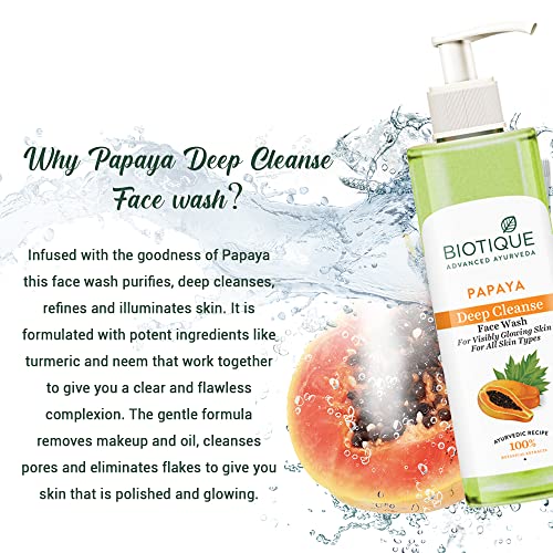 Biotique Papaya Deep Cleanse Face Wash | Gentle Exfoliation | Visibly Glowing Skin | 100% Botanical Extracts| Suitable for All Skin Types | 200ml - Image 6