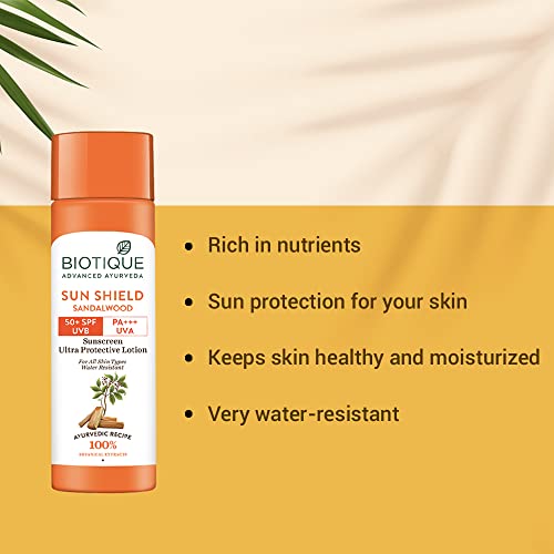 Biotique Bio Sandalwood Sunscreen Ultra Soothing Face Lotion, SPF 50+ |Ultra Protective Lotion| Keeps Skin Soft, Fair and Moisturized| Water Resistant| For All Skin Types| 120ml - Image 6