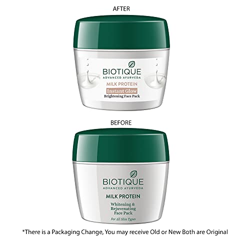 Biotique Milk Protein Instant Glow Brightening Face Pack For All Skin Types, 175gm - Image 2