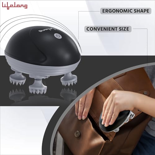 Lifelong Rechargeable Electric Head & Scalp Kneading Massager, 4 Speed Modes, Handheld Portable Head Massager for Hair Growth, Deep Clean and Stress Relieving, (LLM603, Black) - Image 3