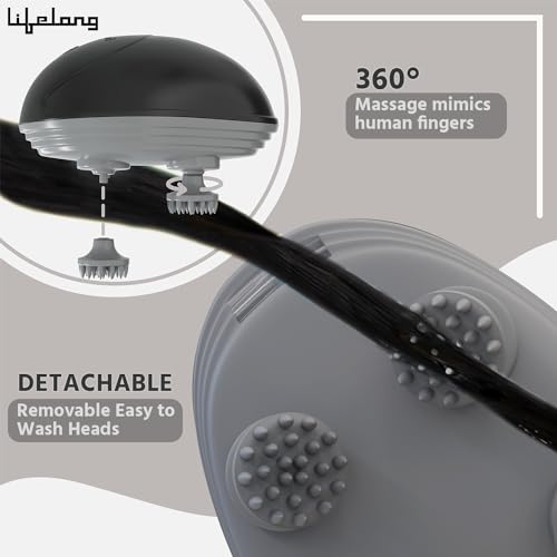 Lifelong Rechargeable Electric Head & Scalp Kneading Massager, 4 Speed Modes, Handheld Portable Head Massager for Hair Growth, Deep Clean and Stress Relieving, (LLM603, Black) - Image 4