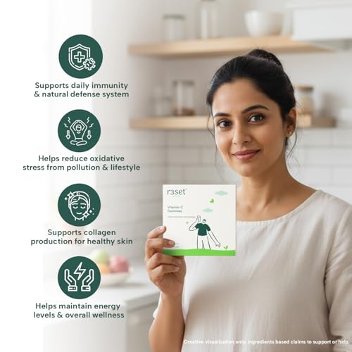 R3SET Vitamin C Gummies - 30 Days | Boosts Immunity & Enhances Skin Glow | Gluten-Free | Daily Antioxidant Support for Radiant Skin & Overall Wellness I Zero Calorie | Orange Flavoured - Image 7