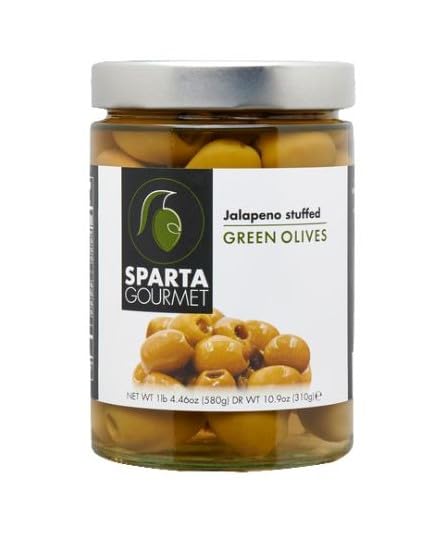 Sparta Gourmet Jalapeno Stuffed Green Olives • Vegan & Non-GMO Verified, 20.46 oz ℮ 580 g