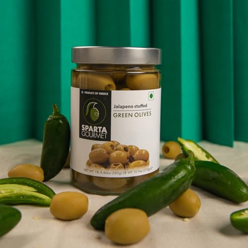 Sparta Gourmet Jalapeno Stuffed Green Olives • Vegan & Non-GMO Verified, 20.46 oz ℮ 580 g - Image 6