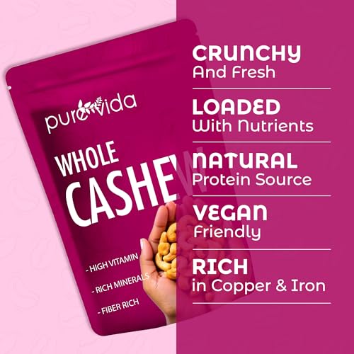 Purevida Cashews 450gm | Rich in Protein, Healthy Fats & Antioxidants | Supports Heart Health & Energy Boost | Crunchy & Delicious | Gluten-Free | Ideal for Snacking, Cooking & Baking - Image 6