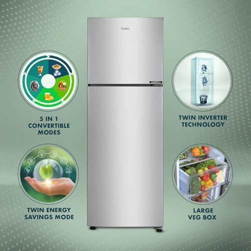 Haier 240L 3 Star Frost Free Top Mount Double Door Refrigerator|5 In 1 Convertible Modes|Twin Inverter|200% Faster Ice Making in 49 Minutes (HEF-253GS-P, Moon Silver) - Image 3