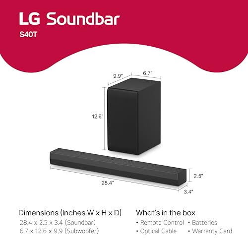 LG S40T 300W 2.1 Channel Dolby Digital, DTS Digital Surround, AI Sound Pro, Wow Interface Soundbar with HDMI, USB & Bluetooth Connectivity (Black) - Image 3