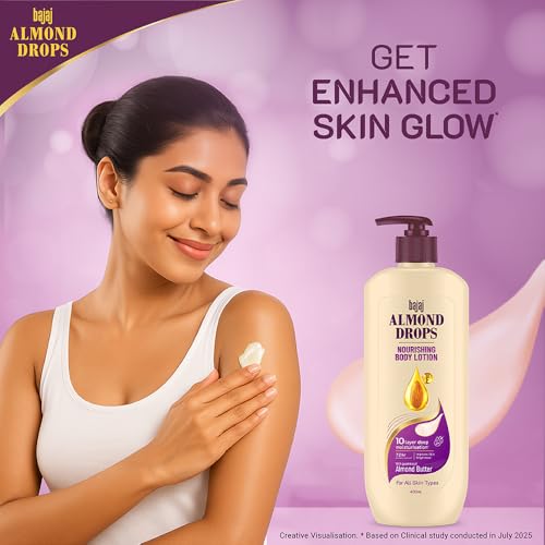 Bajaj Almond Drops Nourishing Body Lotion With Almond Butter | 72 Hr Moisture Retention | Enhances Skin Glow | Improves Skin Barrier | For All Skin Types | 400 ML - Image 6
