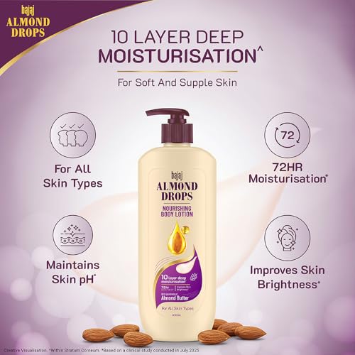 Bajaj Almond Drops Nourishing Body Lotion With Almond Butter | 72 Hr Moisture Retention | Enhances Skin Glow | Improves Skin Barrier | For All Skin Types | 400 ML - Image 7
