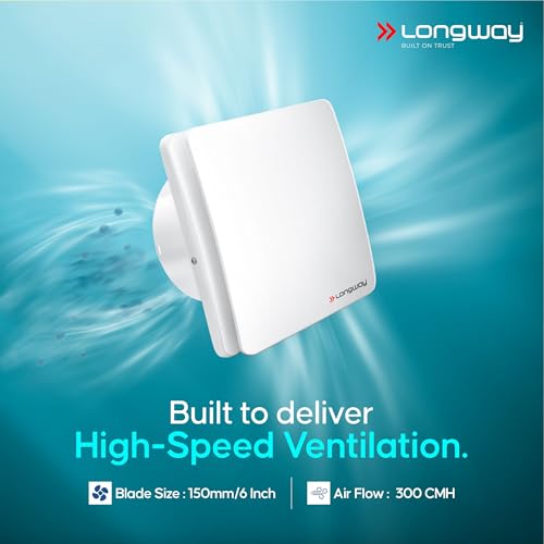 LONGWAY FreshX 6 Inch 150 mm Energy Efficient Exhaust Fan | High Speed Powerful Motor | Noiseless Operation | Rust Proof | Suitable for Bathroom, Kitchen, Office (White) - Image 4