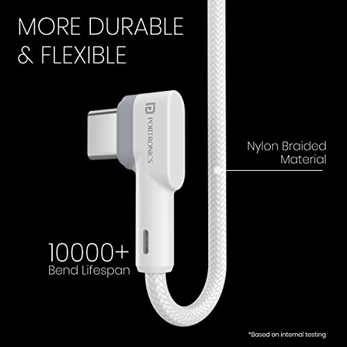 Portronics Konnect L POR-1403 Fast Charging 3A Type-C Cable 1.2 Meter with Charge & Sync Function for All Type-C Devices (White) - Image 4