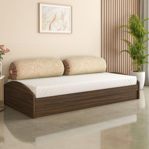 Nilkamal Addison Wooden Single Bed with Storage | Engineered Wood | Knock Down | 1 Year Warranty | Classic Walnut