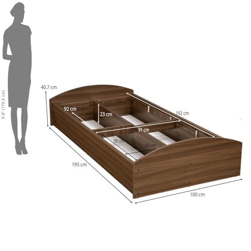 Nilkamal Addison Wooden Single Bed with Storage | Engineered Wood | Knock Down | 1 Year Warranty | Classic Walnut - Image 3