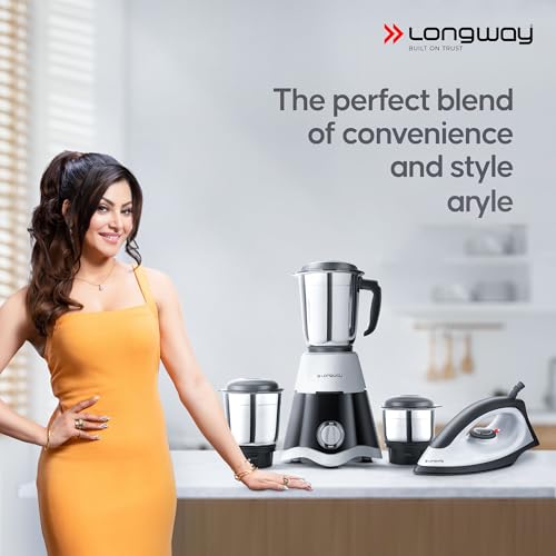 Longway Super Dlx Mixer Grinder with Kwid 1100W Dry Iron | Up to 700 Watt Powerful Motor | 3 Jars for Grinding, Mixing, Juicing | 2 Year Warranty (Black & Gray, Combo Offer) - Image 3