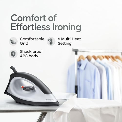 Longway Super Dlx Mixer Grinder with Kwid 1100W Dry Iron | Up to 700 Watt Powerful Motor | 3 Jars for Grinding, Mixing, Juicing | 2 Year Warranty (Black & Gray, Combo Offer) - Image 5