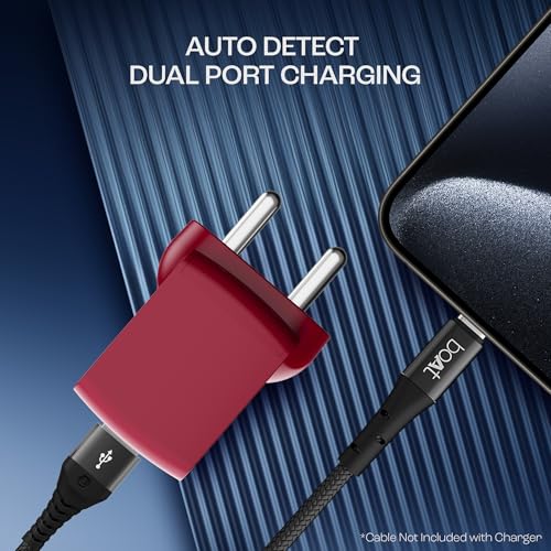 Boat Dual Port QC-PD 24W Fast Car Charger with 24W Fast PD Charging & 18W QC Charging Compatible with All Smartphones, Tablets & Laptops (Free Type C to Type C Cable), Red - Image 6